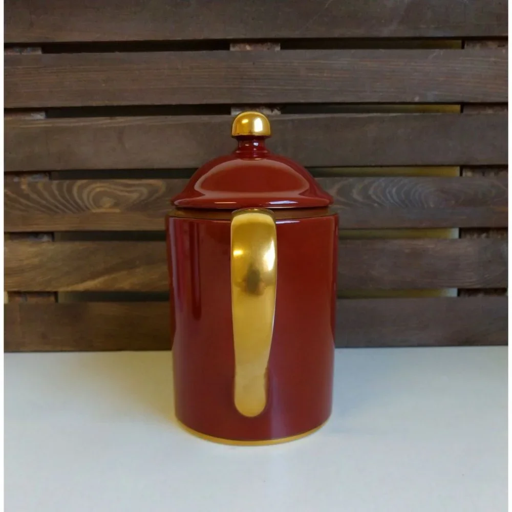Fitz and Floyd Vintage Red & Gold Tea Coffee Pot